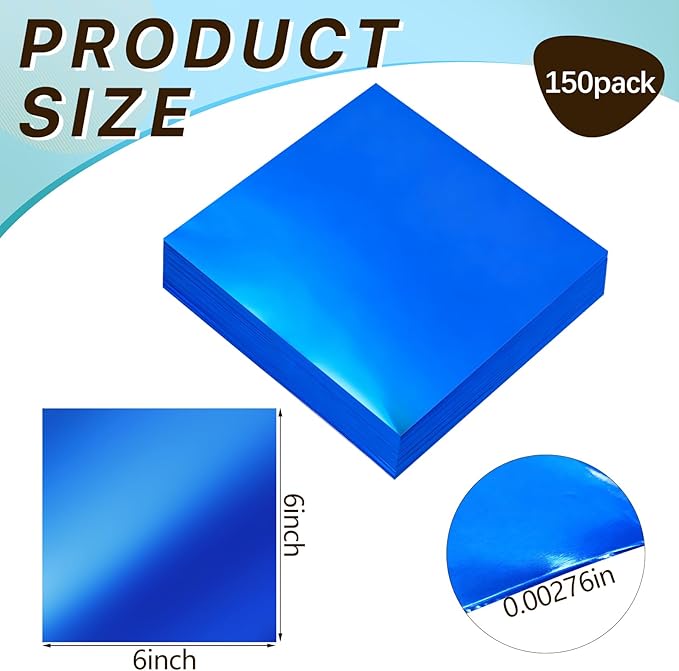 150 Packs Aluminum Metal Crafts DIY Foil 6 Inch x 6 Inch x 0.07 mm Thick - Image 2
