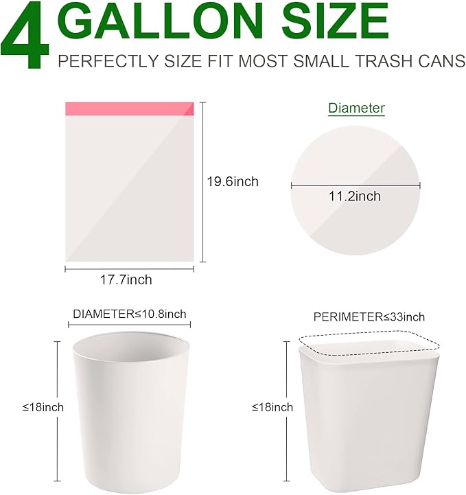 Drawstring Small Trash Bags, Magesh 4 Gallon Drawstring Extra Thick Garbage - Image 6