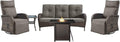 Belord 5 Piece Wicker Patio Furniture Set with 30" Propane Fire Pit Table, Outdoor Swivel Recliner Chairs with Adjustable Backrest & Footrest for Patio Conversation and Backyard Gathering by Belord