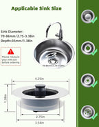 Universal 2PCS Kitchen Sink Strainer Stopper Combo, 3 in 1 Pop Up Kitchen Sink - Image 6