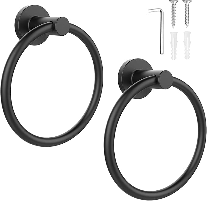 SetSail Towel Holder for Bathroom Wall Matte Black Towel Ring Stainless Steel by SetSail