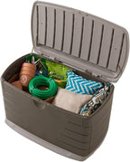 Rubbermaid Medium Resin Outdoor Storage Deck Box (73 Gal), Weather Resistant, Brown, Deck Organization for Home/Backyard/Pool Chemicals/Toys/Garden Tools/Porch/Patio Cushions - Image 2