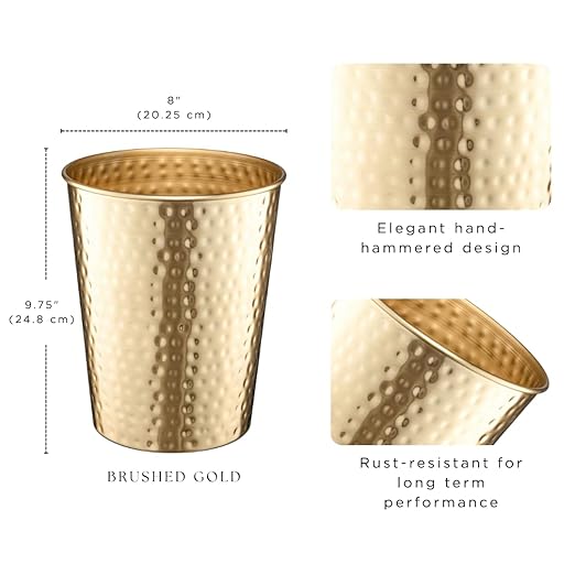Monarch Abode Metal Bathroom Trash Can – Waste Basket - Image 3