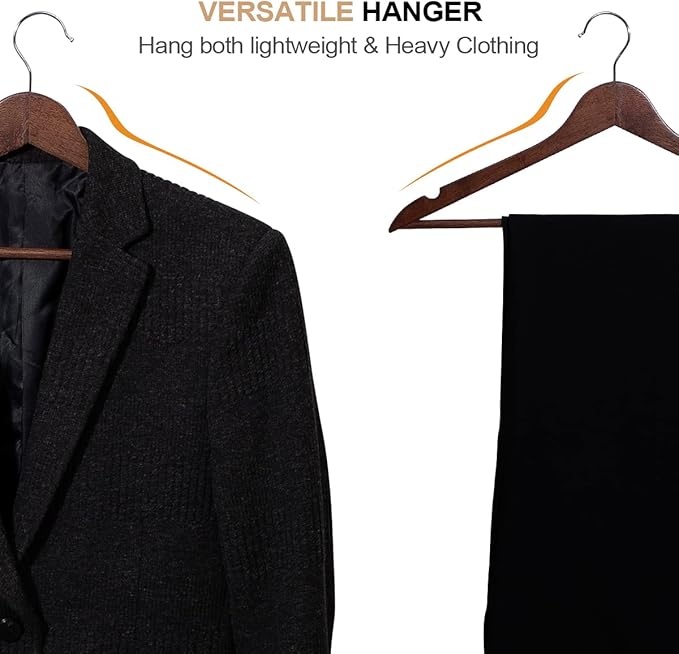 ELONG HOME Solid Wooden Hangers 20 Pack, Wood Suit Hangers - Image 6