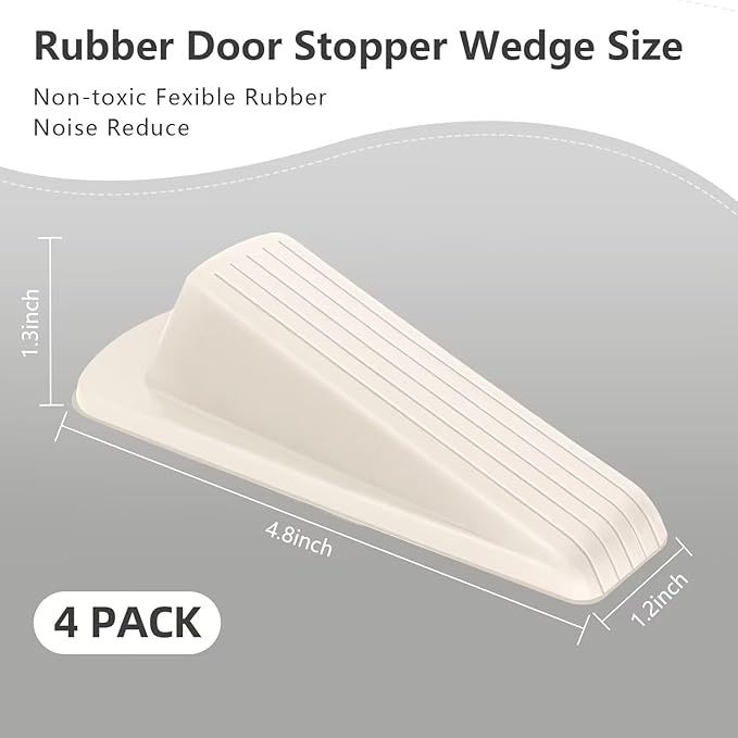 4 Pack Premium Rubber Door Stoppers Wedge, Door Stops - Image 3