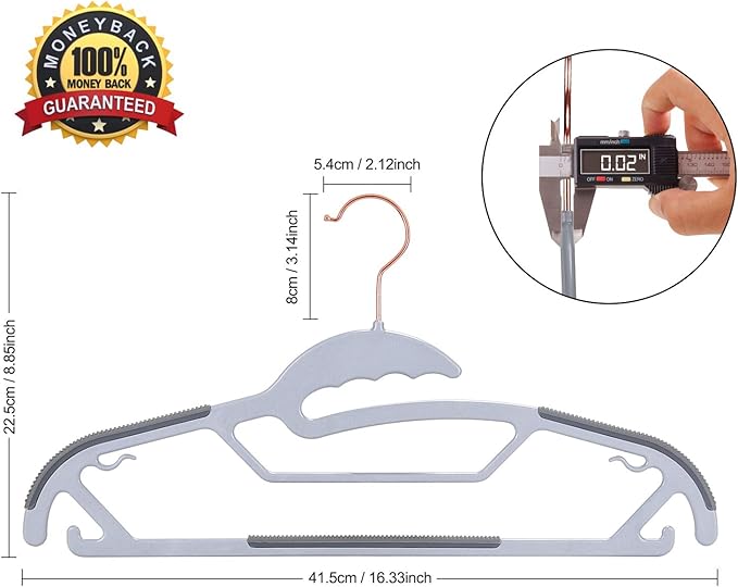 TIMMY Slim Plastic Hangers Non-Slip, 0.2in Ultra Thin Space Saving Closet - Image 2