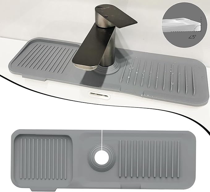 Kitchen Sink Splash Guard, Silicone Faucet Handle Drip Catcher Tray, Fit - Image 6