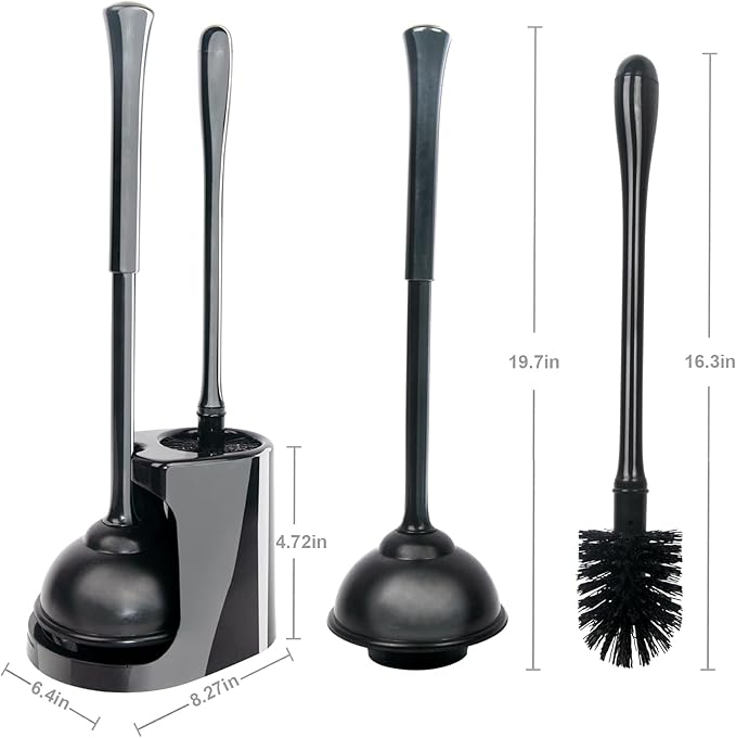 CELOX 2 Sets Black Toilet Brush and Plunger Set - Image 2