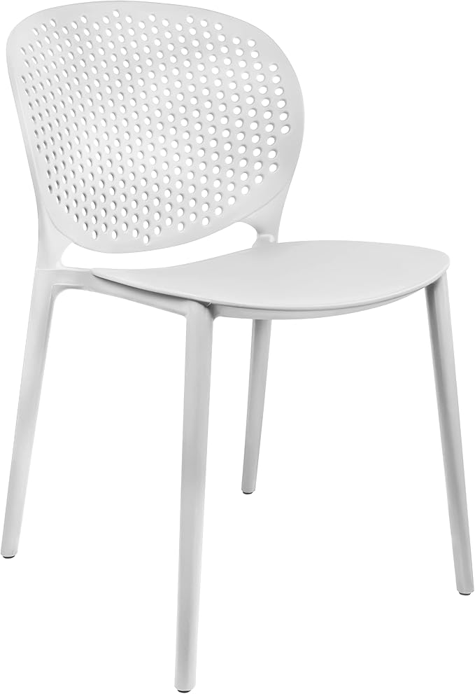 2xhome Patio Dining Chair | Modern Stackable Outdoor Pool Side Chair | Weather Resistant Plastic for Yard, Porch, Balcony, Kitchen, White, Single, Set of 1 - Image 6