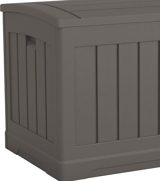 Suncast 50 Gallon Plastic Deck Box with Molded Lockable Feature and Weathertight Construction for Home, Patio, Lawn, and Garden Storage, Gray - Image 6