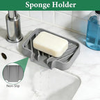 GUUKIN Sponge Holder for Kitchen Sink, 3.5"×5" Silicone Dish Drying Mat - Image 2