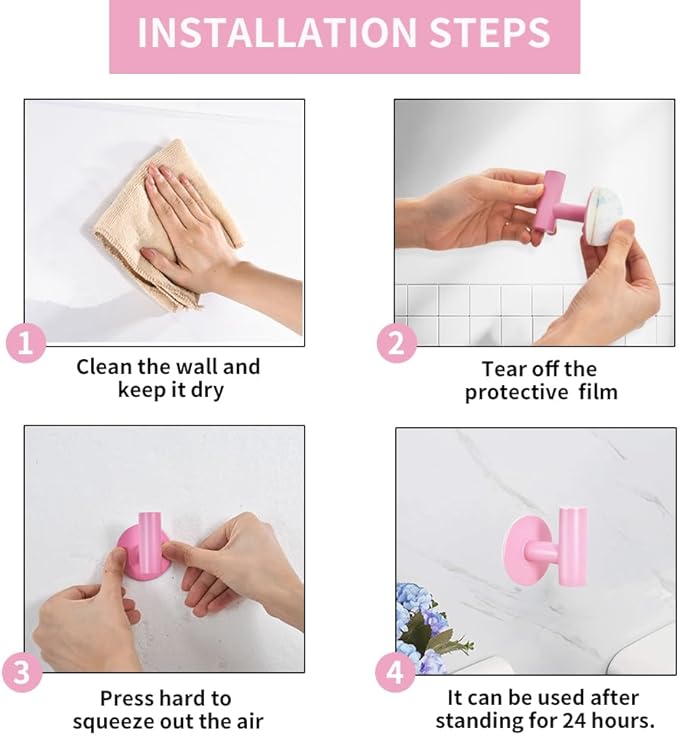 Vuzvuv Adhesive Hooks Pink SUS304 Stainless Steel - Image 5