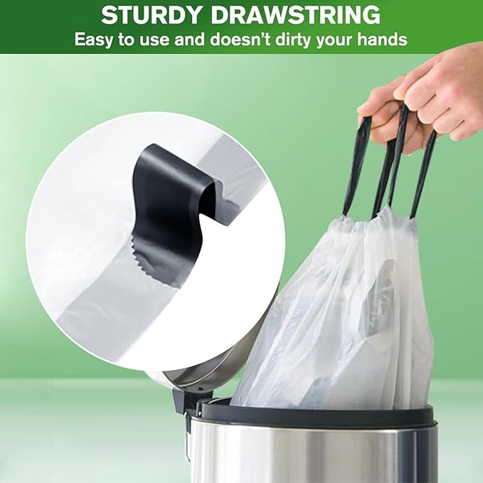 Trash Bags 3 Gallon Small Kitchen Drawstring Bathroom Garbage Bags, Fit 3 Gal - Image 5