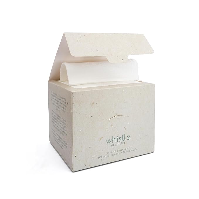 Whistle Wellness® Disposable Face Towel 10"×12", Resealable Box, Biobased Plant by Unknown