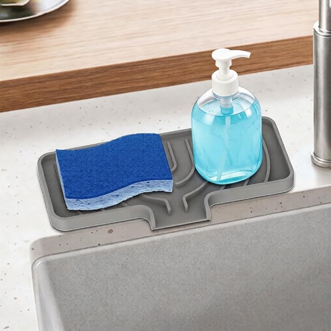 GUUKIN Sponge Holder for Kitchen Sink, 9.8"×4.9" Silicone Dish Drying Mat by GUUKIN