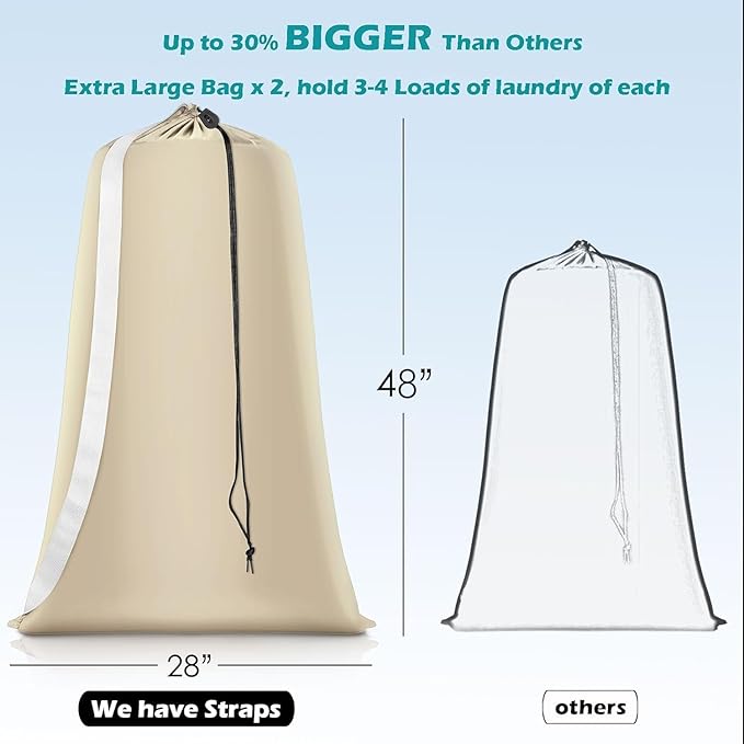 Heavy Duty Laundry Bag 2 Pack XL Nylon Laundry Bags - Image 2