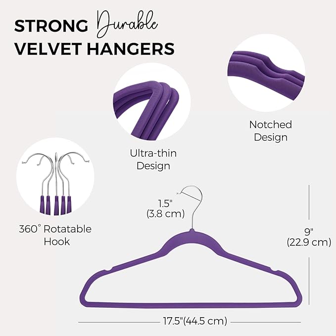 HOUSE DAY Premium Velvet Hangers 50 Pack, Non-Slip Flocked Felt Hangers - Image 7