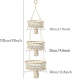 3 Tier Hanging Fruit Basket, Macrame Hanging Basket - Image 7