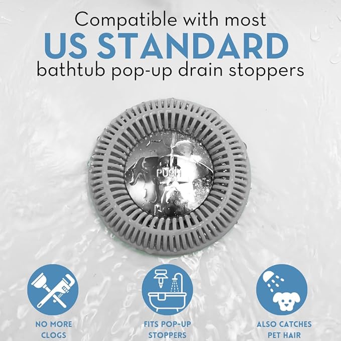 Hair Catcher for Shower Drain & Bathtub – TubRing Pop-Up Drain Protector & - Image 4