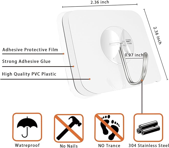 Heavy Duty Adhesive Wall Hooks - Image 3
