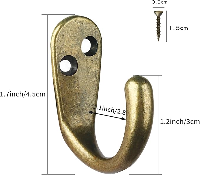 IBosins 50PCS Coat Hooks Wall Mounted Single Prong Robe Hook - Image 2