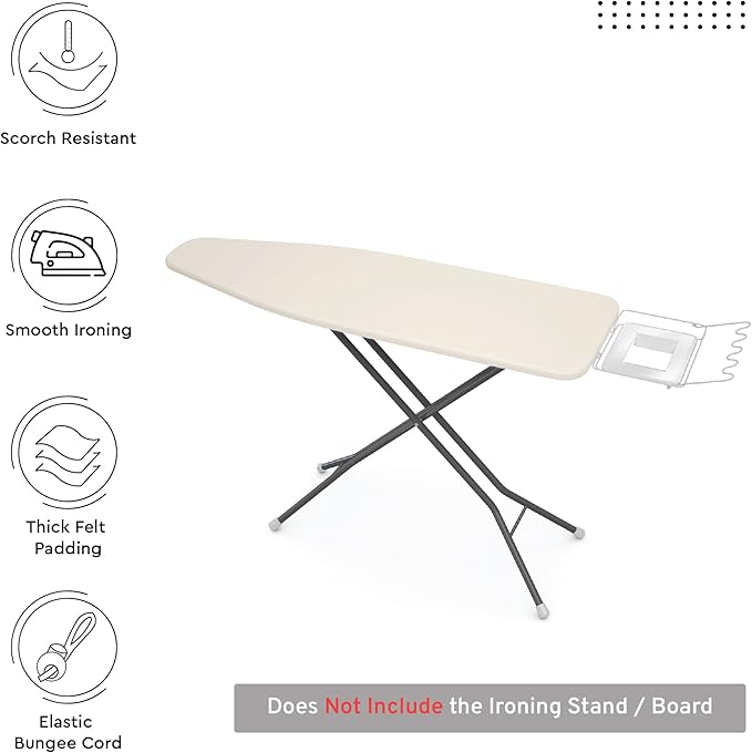 Encasa XO Ironing Board Cover and Pad 49"x18" - 4mm Felt Wide Iron Board Cover - Image 2