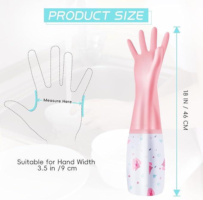 3Pcs Reusable Dishwashing Gloves, Waterproof Long Cuff Non-Slip Household Gloves - Image 2