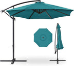Best Choice Products 10ft Offset Cantilever Hanging Market Patio Umbrella, 8 Sturdy Ribs, Easy Adjustment - Cerulean by BestChoiceProducts