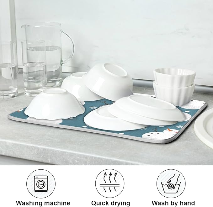 Super Absorbent Dish Drying Mat, Microfiber 23 Fast-Drying Dish Mat, Kitchen - Image 7