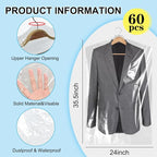 BEISHIDA 60PCS 35.5 Inch Plastic Garment Bag-Plastic Clear Dry Cleaner Laundry - Image 2