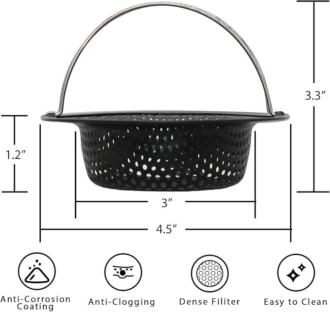 2 Pcs Black Kitchen Sink Drain Strainer - Image 2
