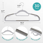 HOUSE DAY Quality Plastic Hangers 30 Pack, Non Slip Plastic Clothes Hangers Gray - Image 2