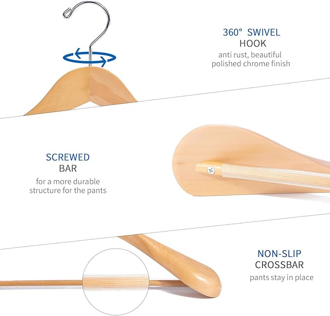 Nature Smile Luxury Natural Wooden Suit Hangers - Image 3