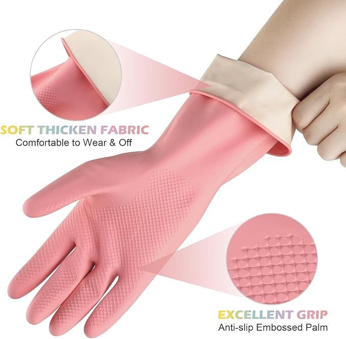 4 Pairs Rubber Kitchen Dishwashing Gloves - Image 5