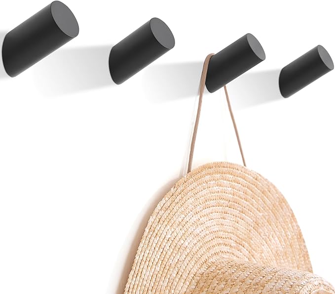 Wood Wall Hooks, 4 Pack Coat Hooks Wall Mounted, Rustic Wooden Heavy Duty Robe by Felidio
