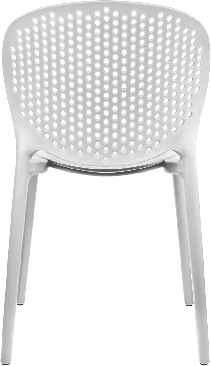2xhome Patio Dining Chair | Modern Stackable Outdoor Pool Side Chair | Weather Resistant Plastic for Yard, Porch, Balcony, Kitchen, White, Single, Set of 1 - Image 8