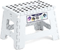 Delxo 9 Inch Folding Step Stool,White Step Stools for Kids Foldable,Portable Collapsible Step Stool with Handle, Folding Stool for Kitchen Bathroom,Bedroom,Garden by Delxo