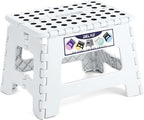 Delxo 9 Inch Folding Step Stool,White Step Stools for Kids Foldable,Portable Collapsible Step Stool with Handle, Folding Stool for Kitchen Bathroom,Bedroom,Garden by Delxo