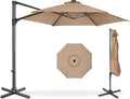 Best Choice Products 10ft Offset Cantilever Hanging Market Patio Umbrella, Smooth 360° Rotation, 8 Sturdy Ribs, Easy Adjustment - Tan by BestChoiceProducts