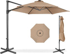 Best Choice Products 10ft Offset Cantilever Hanging Market Patio Umbrella, Smooth 360° Rotation, 8 Sturdy Ribs, Easy Adjustment - Tan by BestChoiceProducts