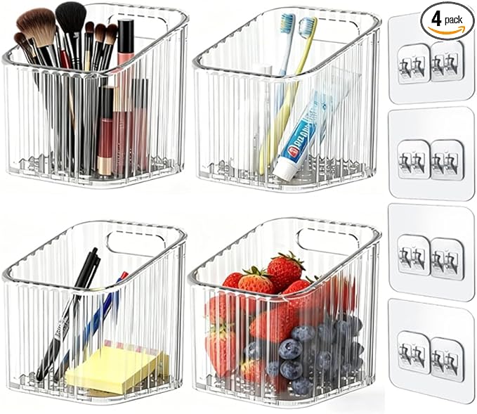 4 Pack Acrylic Wall Mounted Storage Racks, Stackable Cabinet Door Storage by tatibanajewelry