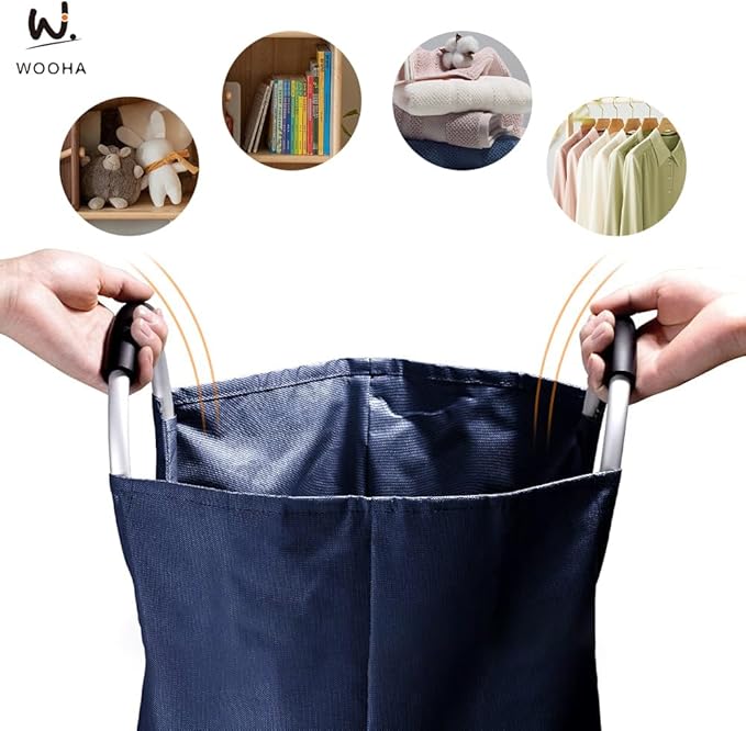 WOOHA 125L Large laundry basket, Collapsible laundry hamper, Tall Clothes - Image 5