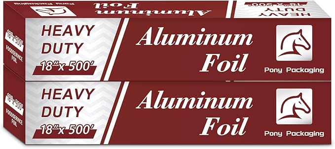 Aluminum Foil Heavy Duty 18 inch Wide, 500 FT Heavy Duty Food Safe Foil Wrap by PonyPackaging