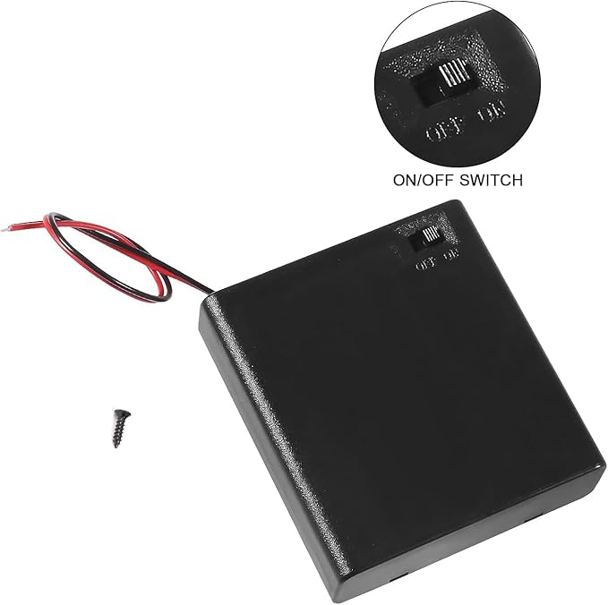 4x AA Battery Case Holder with Lead Wire Bundle Switch Cover and Screws - Image 2