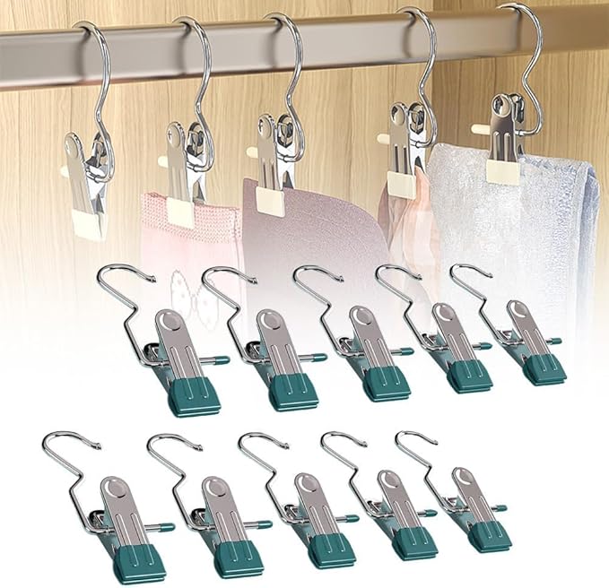 Space-Saving Clothespin Hat Pants Storage Hanging Travel Hook, Stainless Steel by Soputry