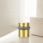 Modern Cylindrical Door Stop – Satin Brass Floor Rubber Bumper - Image 6