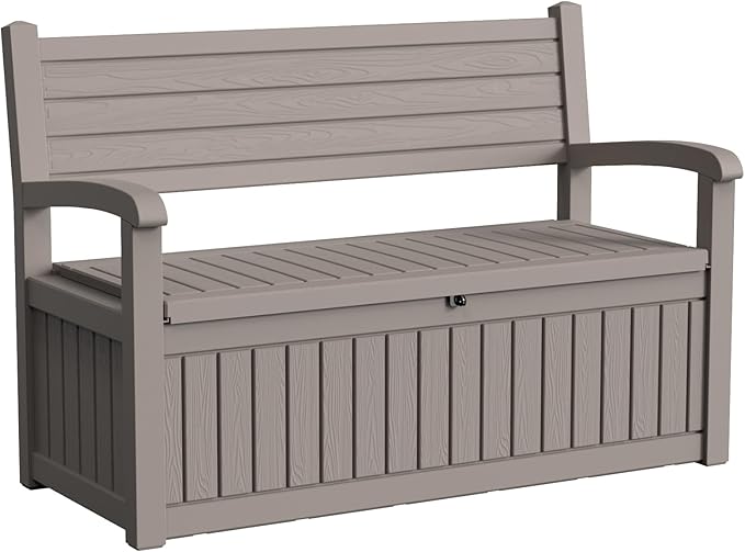 DRATO 75 Gallon Storage Bench Deck Box Outdoor Indoor,Lockable Durable All-Weather Seating with Hidden Storage,Deck Storage for Garden, Pool, Patio by DRATOprovidesawarmandcozy