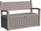 80 Gallon Outdoor Storage Bench Deck Box Waterproof Lockable,Outdoor Storage Furniture for Patio,Garden and Porch,Tools and Cushions（Grey Stripe） by OutdoorLivingPerfected