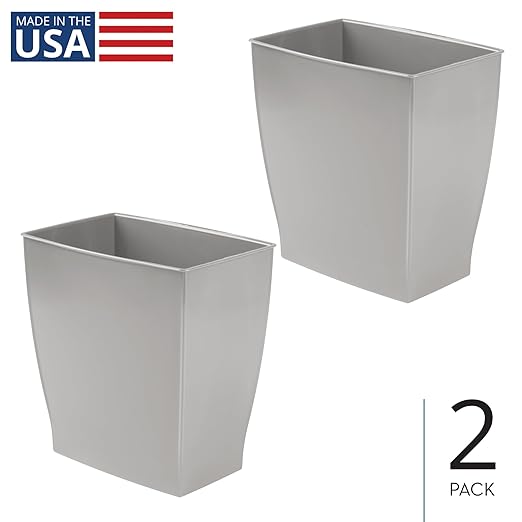 iDesign Small Plastic Bathroom Trash Can, Slim Rectangle Garbage Bin - Image 2