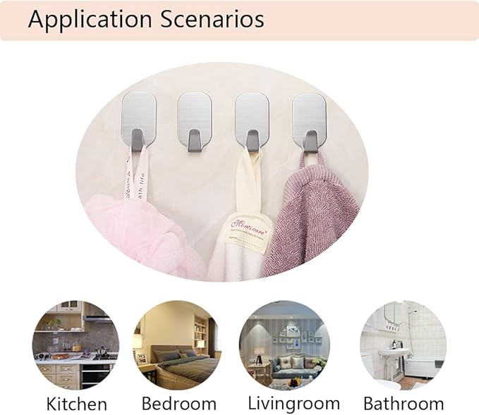 Small Self Adhesive Hooks for Hanging Heavy Duty Stick On Hooks for Wall Sticky - Image 5